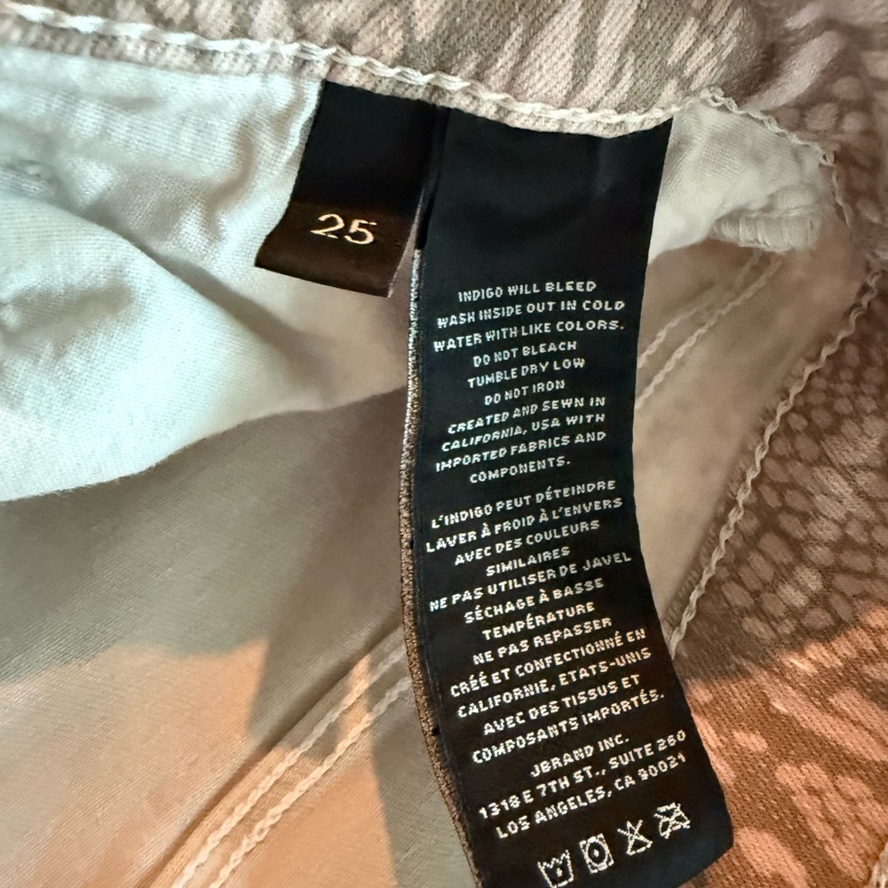 J Brand Cream and Tan Patterned Pants